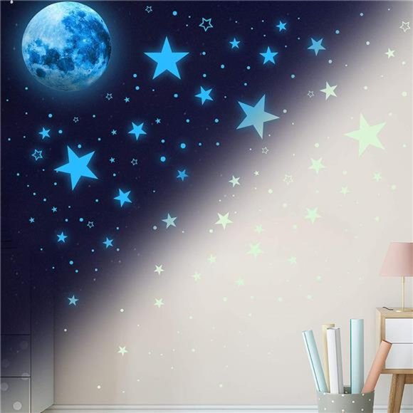 Glow in The Dark Stars for Ceiling,Glow in The Dark Stars and Moon Wall Decals - Picture 5 of 7